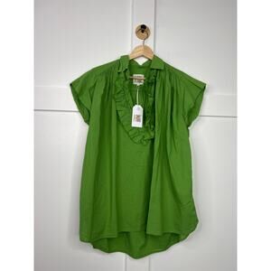 NWT A Shirt Thing Cuff Sleeves Hi Low V-Neck Logan Cabo Verde Green Size: Small